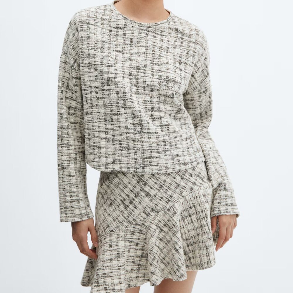 Mango Tweed Two-Piece Skirt & Sweater Set/NWT/S
